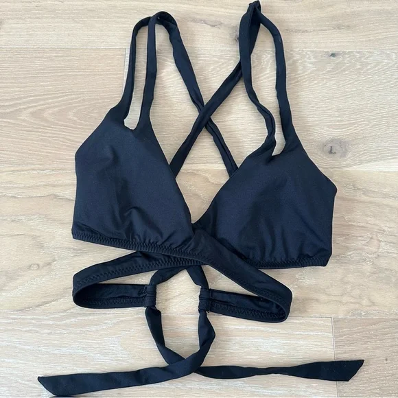 Becca Color Code Surplice Wrap bikini top and bottom black size medium D Swim - Picture 9 of 12